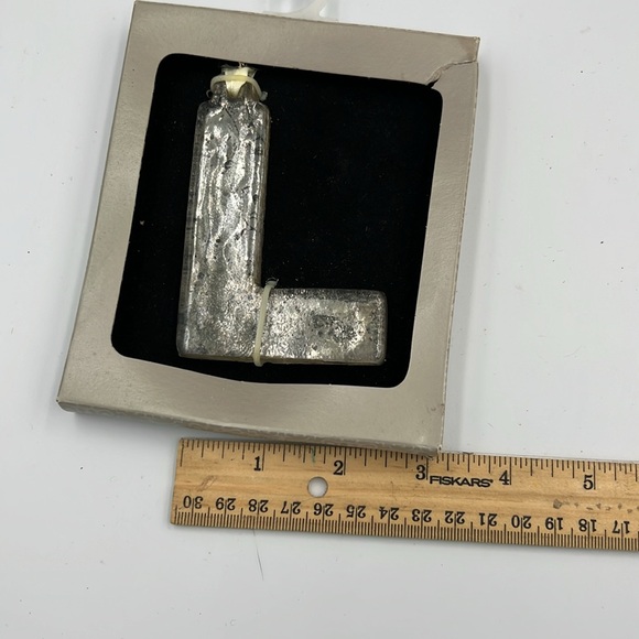 Antiqued Mercury Glass Initial L Christmas ornament St Nicholas Square NIB - Picture 4 of 6